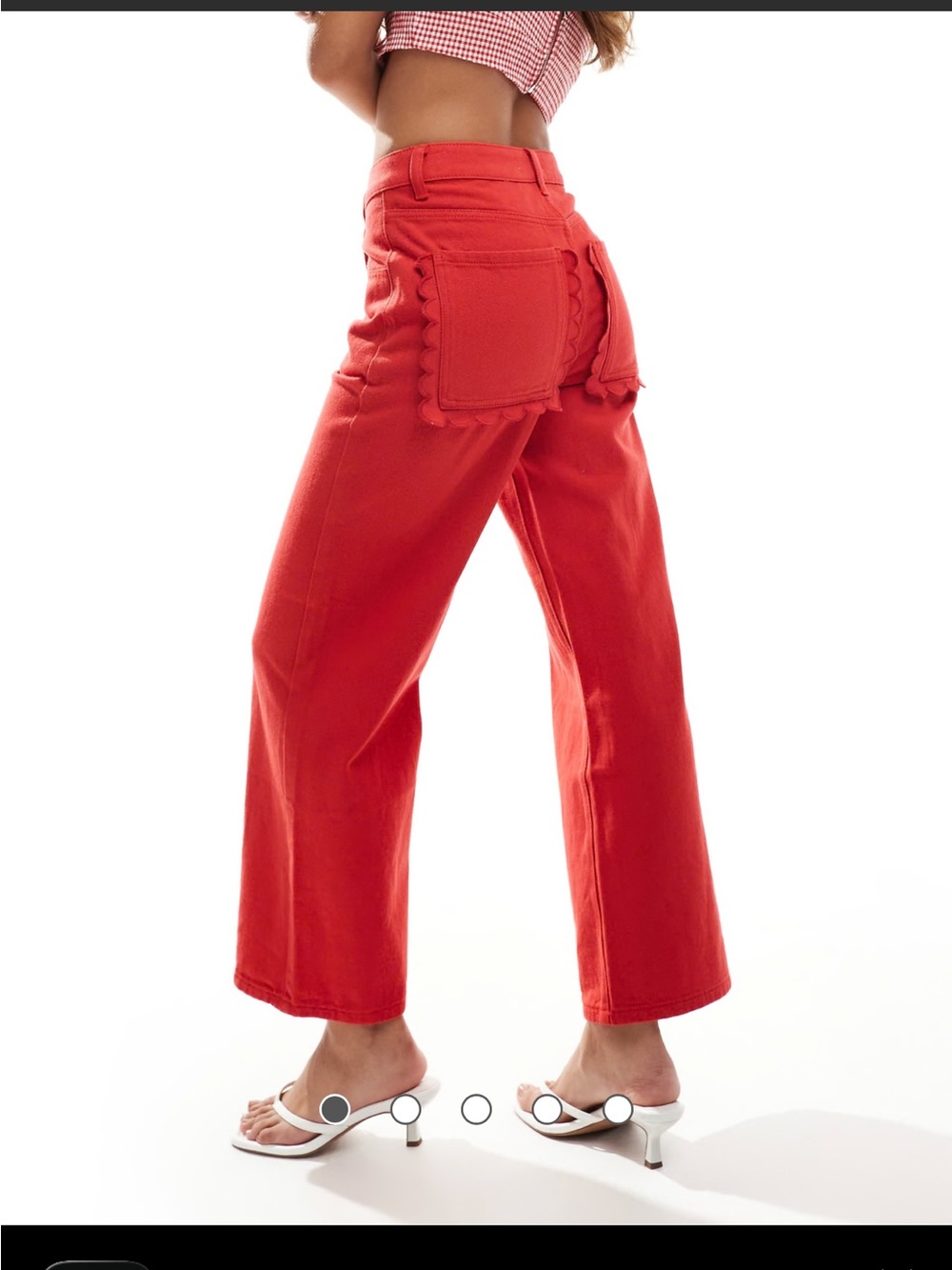 Never Fully Dressed Bright Red Pants with Scallop Pocket Trim Size 8